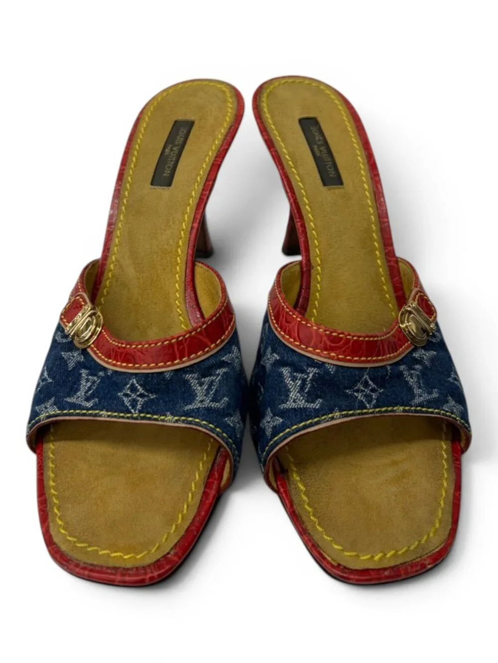 Vintage Louis Vuitton Monogram Denim Mules, Size 38.5 EU